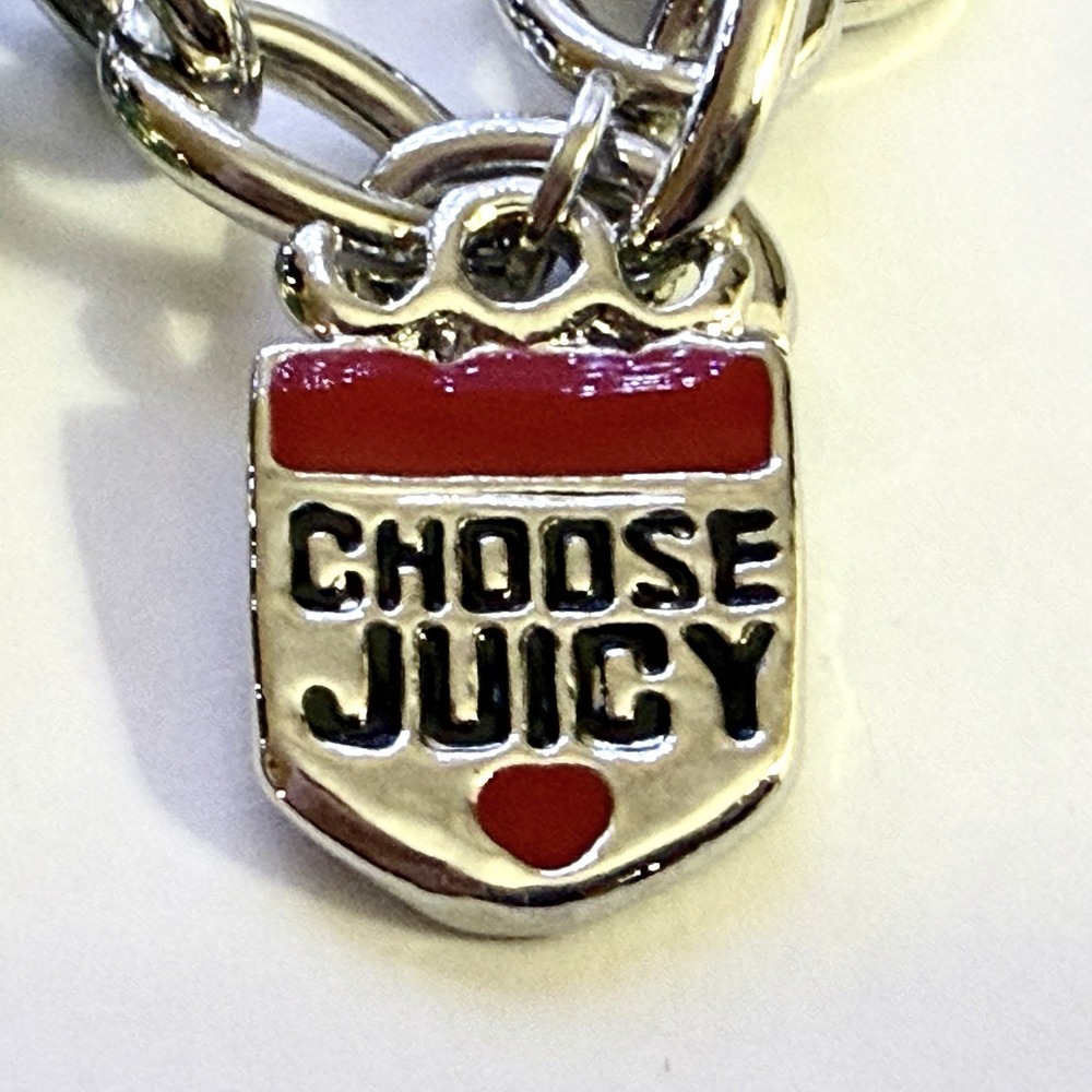 Rare! Limited Edition Juicy Couture Silver Charm Bracelet Purse Crystal 2008 Y2K - Picture 3 of 13